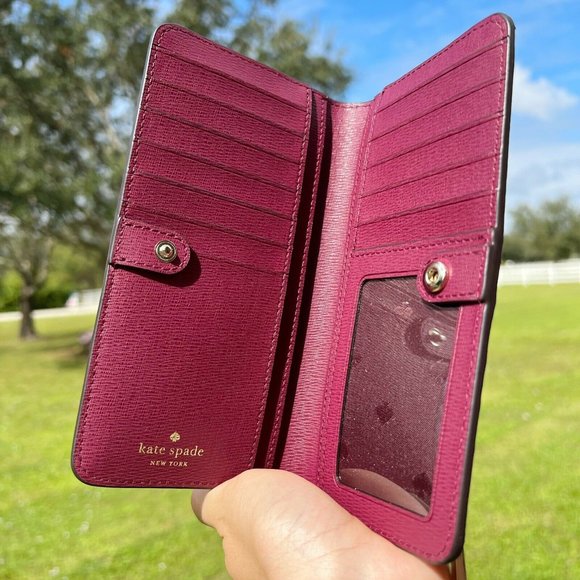 Kate Spade Bifold Wallet Burgundy Leather - Picture 4 of 4